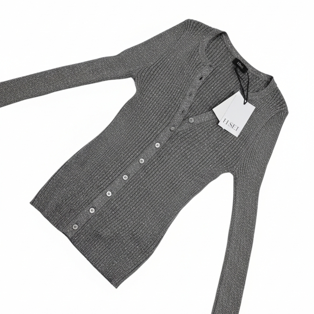 LESET Blake Ribbed Cardigan In Moss - Picture 3 of 3
